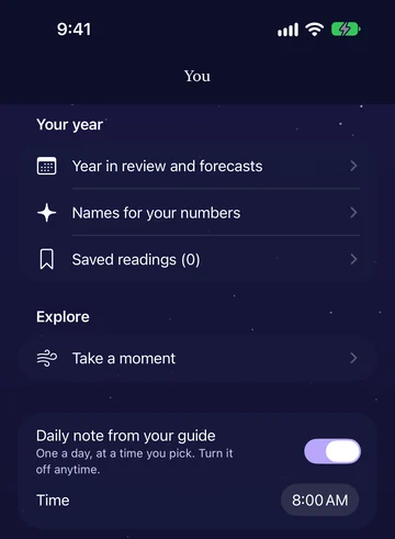 The daily note setting in Starlight Guide